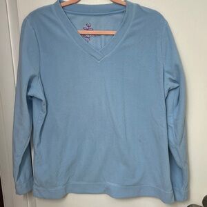Made for life, Women’s Long Sleeved V-neck fleece, Light Blue, Sz. Large GUC